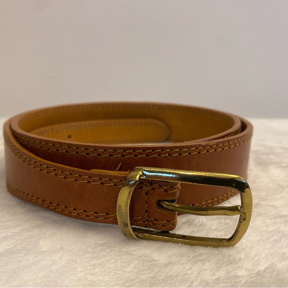 Christian Dior Light Brown Full Grain Leather Tapered Belt 218924 24 size 90/36